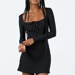 Long sleeve black mini dress